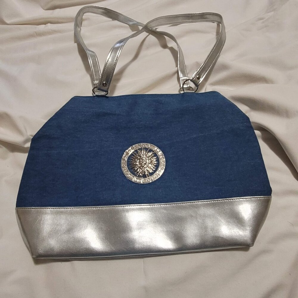 Preloved-Womens Denim and Silver Women's Handbag
